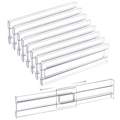 8 ks Priehľadné deliče zásuviek Nastaviteľné Rozšíriteľné deliče zásuviek na Odevy Náčinie Kozmetiku Kancelárske Úložné priestory