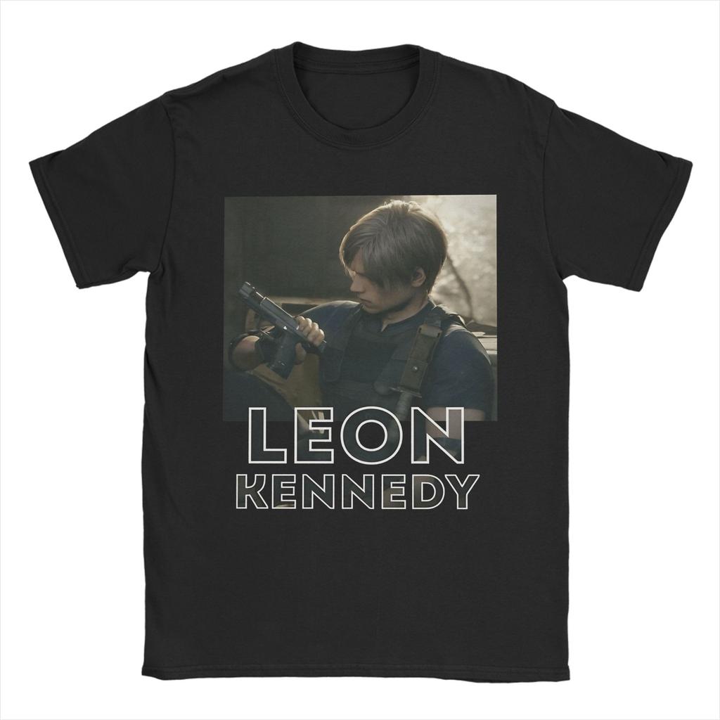 leon s kennedy T Shirt Beach Cotton TShirts For Men Hip Hop Loose Tee Shirt Short Sleeve Funny Top Tees