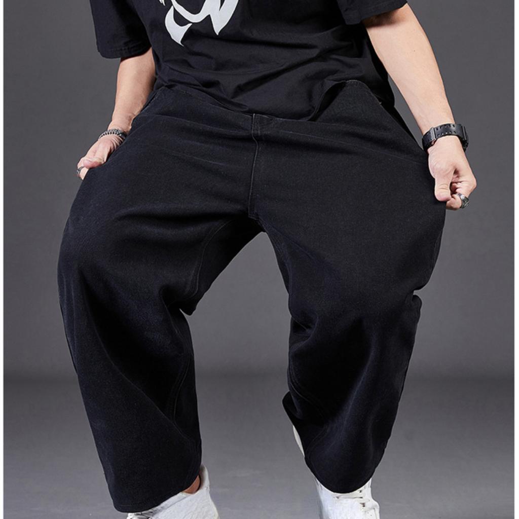 Retro Džíny Pánské Podzimní Volné Rovné Rovné Široké Nohavice Elastický Pas Nadměrná Velikost