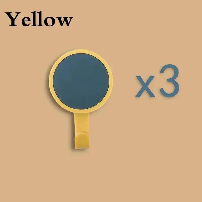 

3pcs/set Nordic Style Wall Hanger Hook 360 Degree Rotatable Seamless Adhesive Spinning Hanging Hooks Bathroom Organizer Yellow