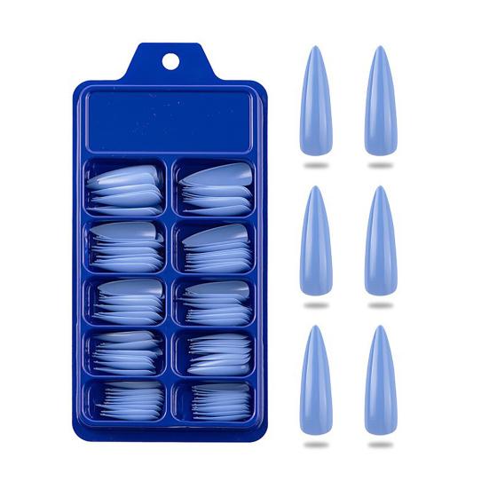 100 szt./zestaw Pełnoklejące Szpiczaste Sztuczne Paznokcie Jednolity Kolor Naklejki Manicure Akcesoria