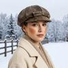 Octagonal Cap Pu Leather Beret British Style Painter Hat Elegant Artist Cap  Women
