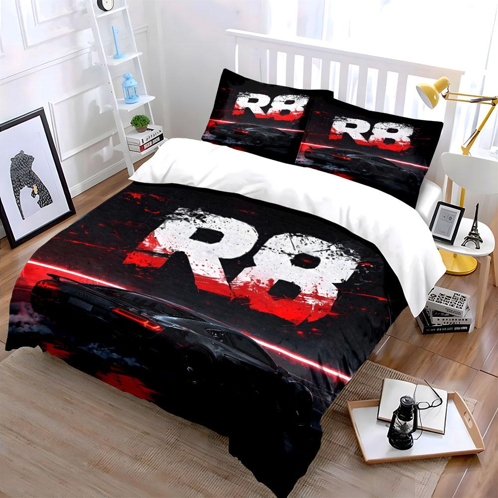 Sports Car R8 Graphic Design Bedding Duvet Cover Set (1*Duvet Cover 2*Pillowcases, without duvet insert)