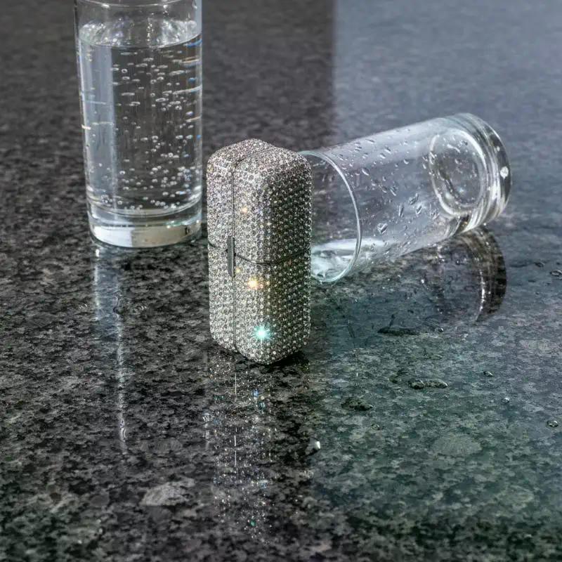 Rhinestone Crystal Lipstick Case Sparkly Portable Storage Holder Elegant Travel Organizer for Women Daily Use Gift
