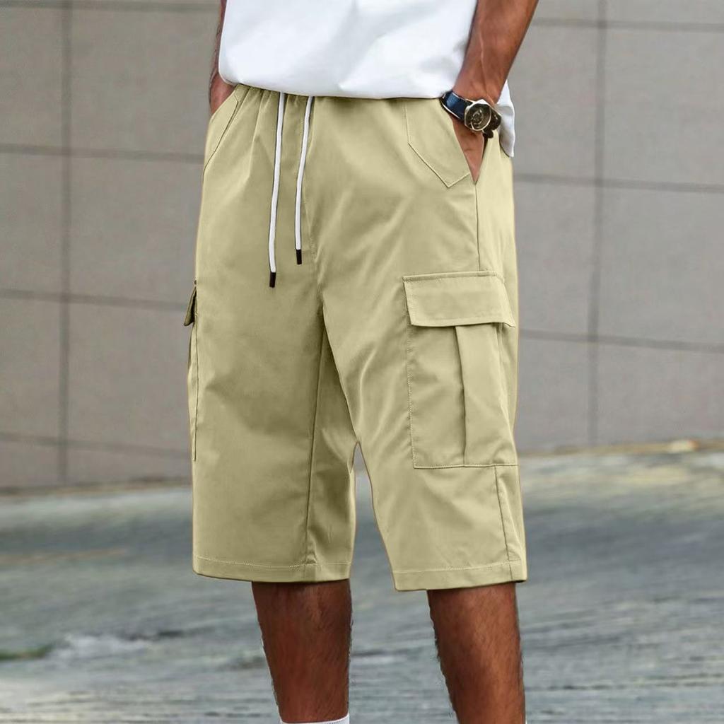 Men's Summer Loose Outdoor Sports, Multi-pocket Work Shorts, Casual Pants, Stretch Waist, Three-inch Pants