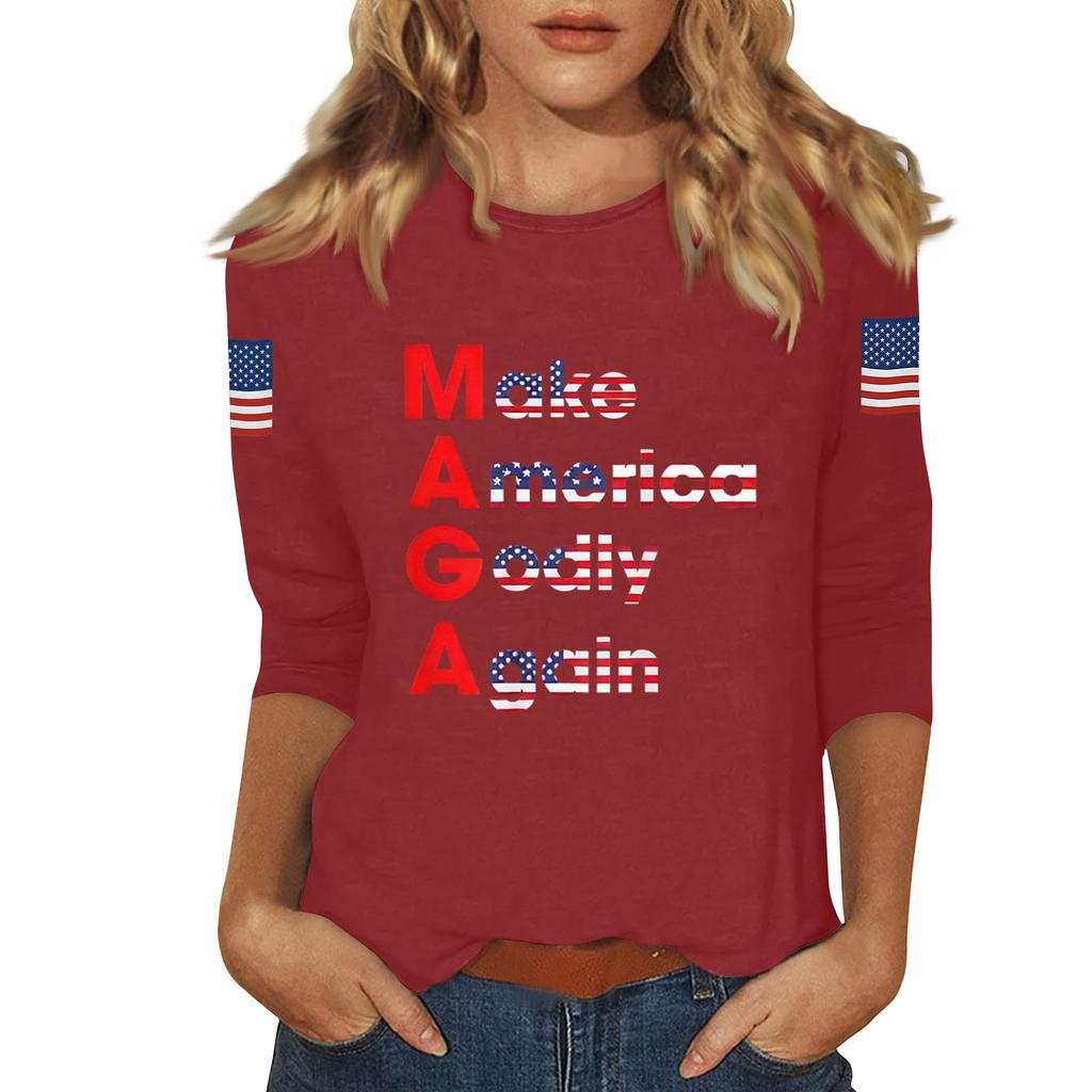 Women's Casual Fashionable Sexy Comfortable Neck Three-Quarter Sleeve Top