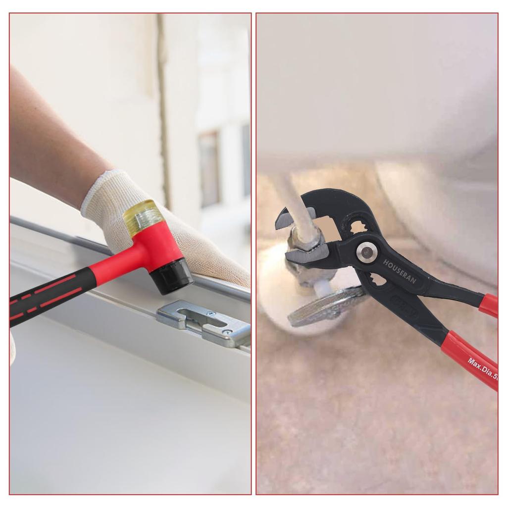 HOUSERAN Radio Water Pump Rubber Tool Case Included Nippers, Pliers, Pliers, Pliers, Hammer, 8-Piece Set, (Tool 8-Piece Set)