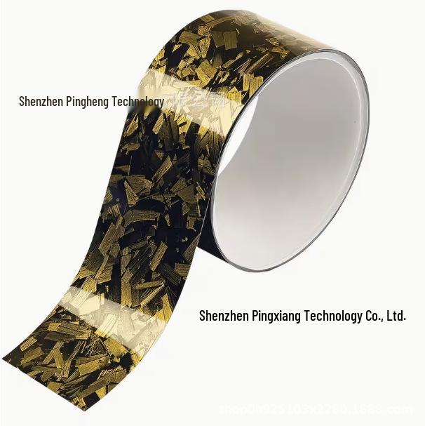 5m Glossy Gold Floral Carbon Fiber Car Sticker for Door Sill and Rearview Mirror (5cmx5m)