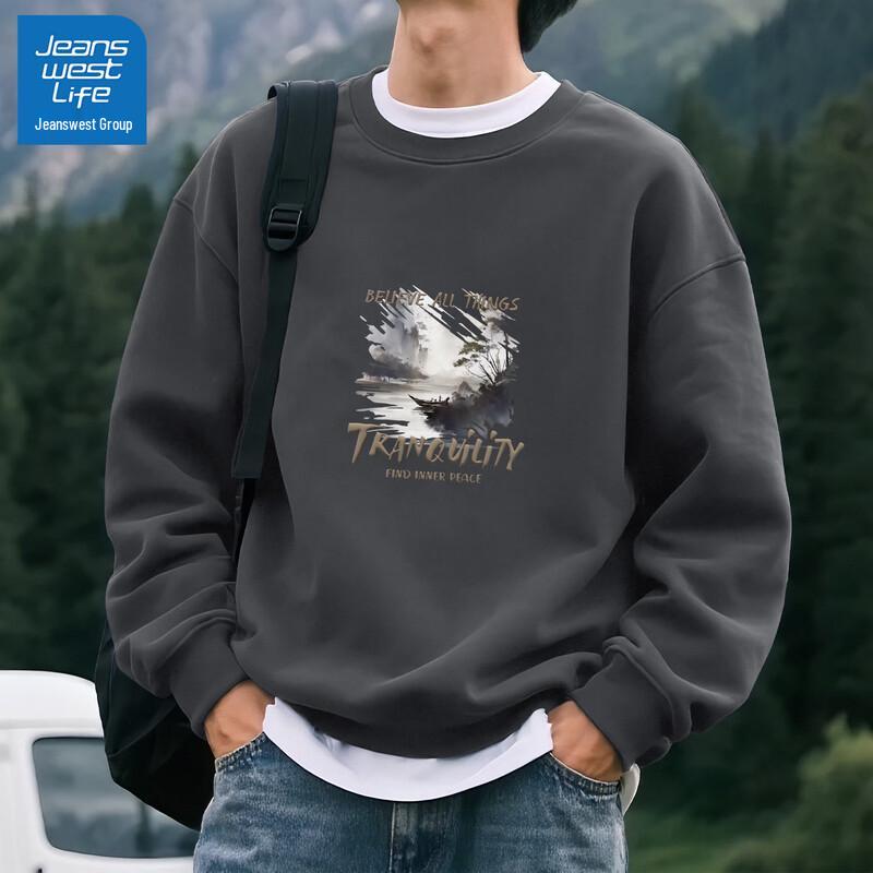 

JEANSWEST LIFE Men s American Casual Long Sleeve Sweatshirt M (170)
