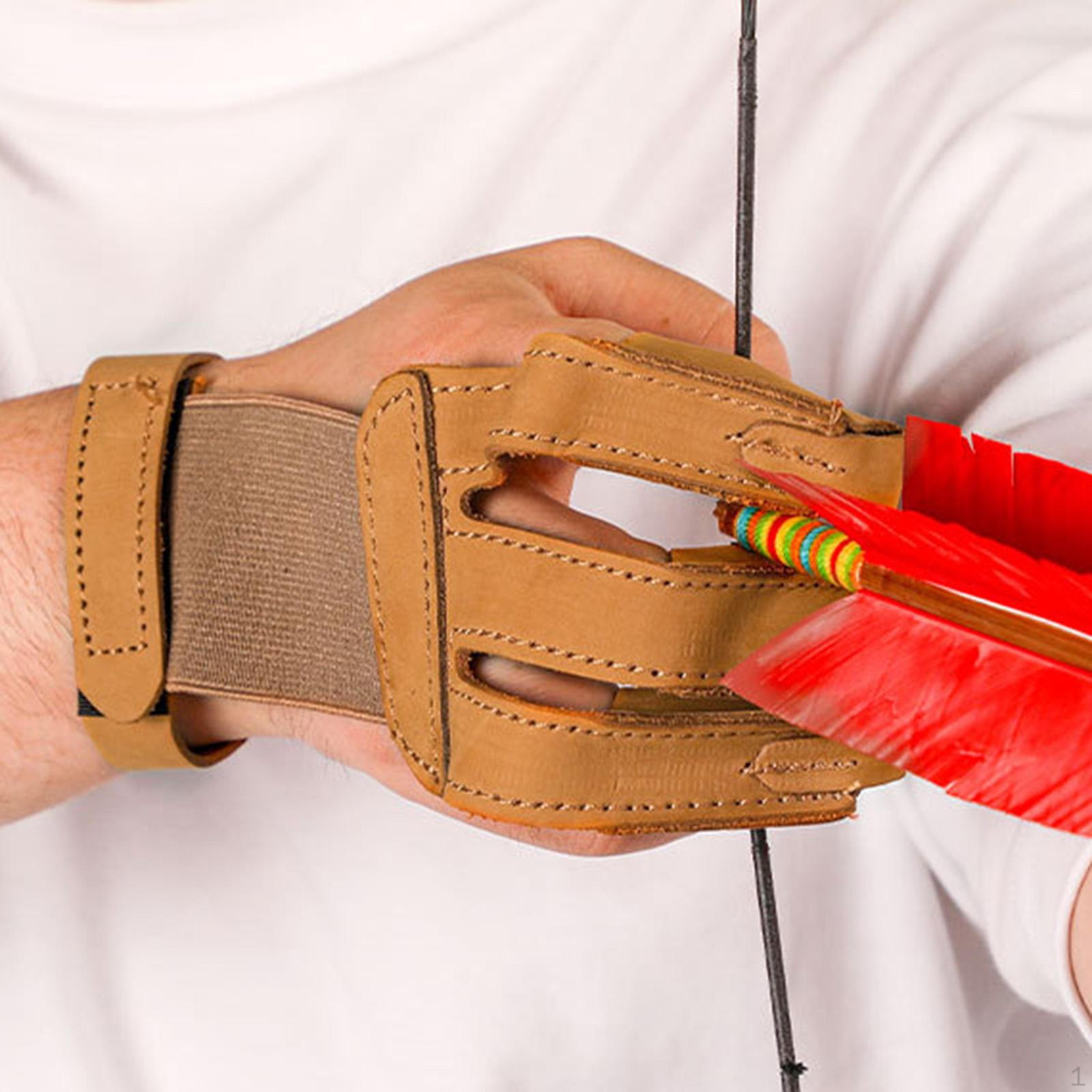 

Sports Glove Three Finger Guard Equipment Comfortable Adults Left Right Hand коричневий