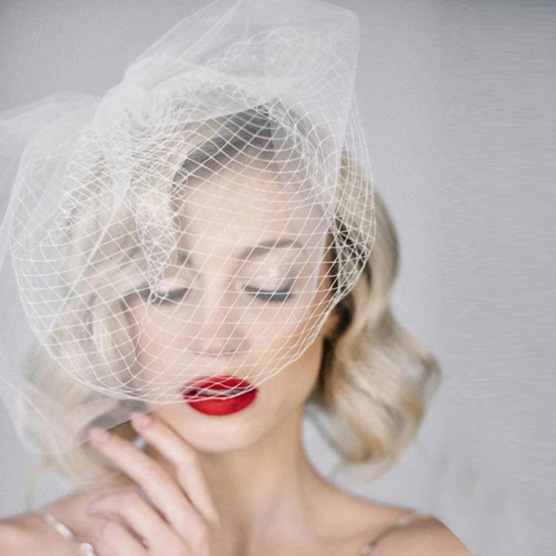 Double Layer Tulle Wedding Veil Adjustable Comb Lightweight Bridal Face Cover For Dresses