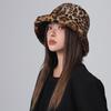 Korean Style Leopard Print Bucket Hat Windproof Fluffy Fisherman Caps  Outdoor