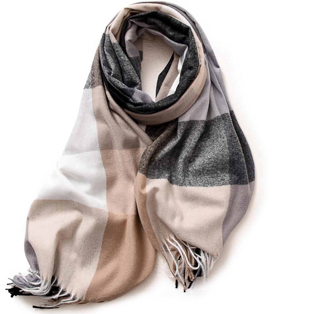 2025 Elegant Women's Striped Plaid Shawl – High-End Autumn/Winter Fashion Scarf