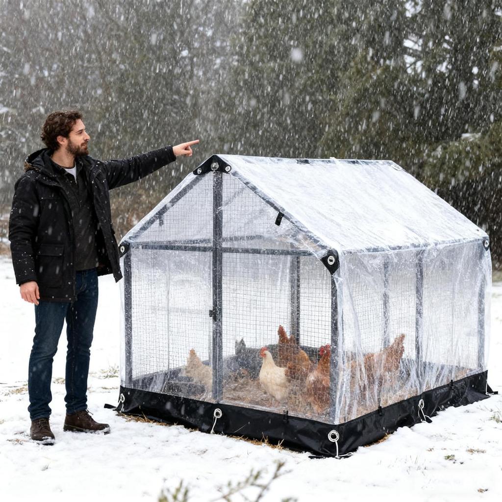 Klare Hühnerstallabdeckung Wasserdichte Gewächshaustuch Geflügelgehege für Frostschutz im Winter Hinterhofgarten Hühnerstall Auslauf