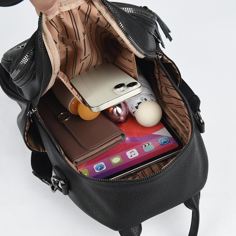 Plecak z frędzlami Damski plecak z miękkiej skóry Retro torba podróżna