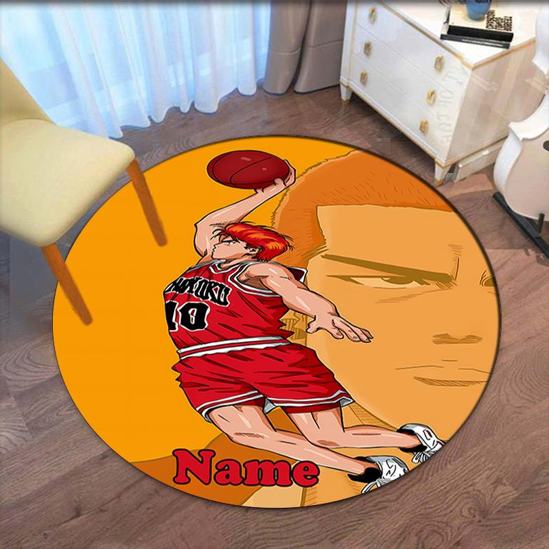 Custom Name Slam Dunk Printed Round Rug Carpet Chair Rug Area Rug Entryway Doormats,for Office Chair Living Room Bedroom Kitchen Room.