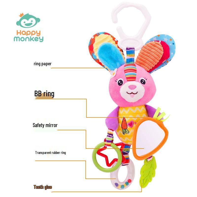 HappyMonkey Baby Sensory Plush Rattle & Teether Toy