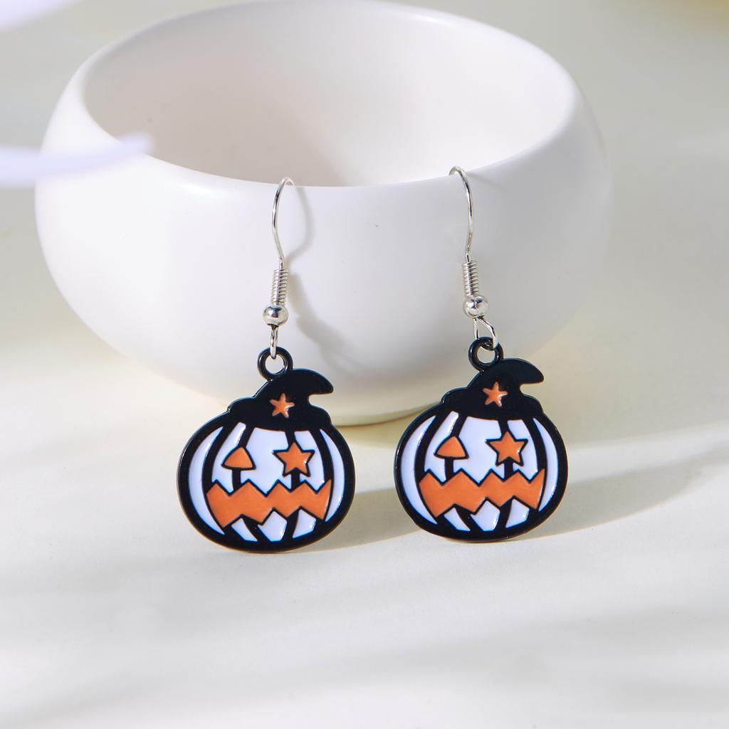 Gothic Retro Spider Earrings for Women Fashion Silver Color Funny Pumpkin Cat Cartoon Earring Halloween Jewelry Gifts Wholesale