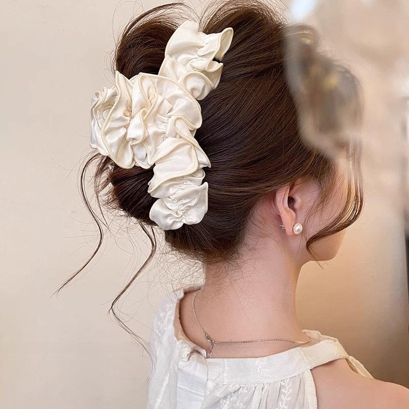 High-End Satin Pleated Clip Female High-End Shark Clip Hairpin Back Of The Head Hairpin Hair Accessories