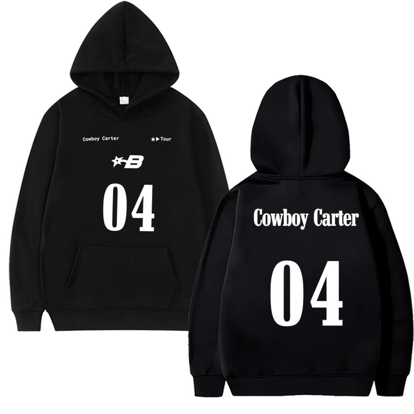Hot Sale Beyonce Cowboy Carter Tour Printed Black Sweatshirt Unisex Harajuku Fashion Hoodie Men Women Fleece Casual Pullovers