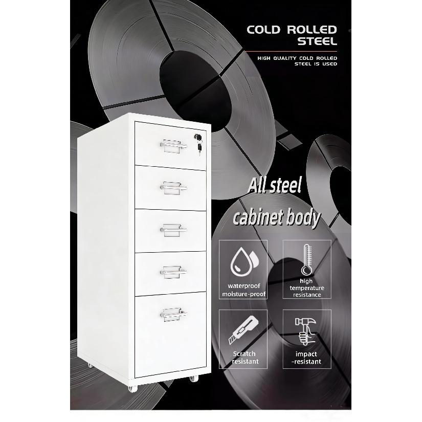 Metal filing cabinet 3/5/6 Office metal steel cabinet with wheels and lock, suitable for home offices and schools