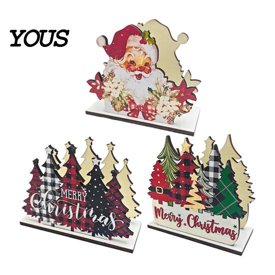 Kitchen Countertop Organizer Christmas Napkin Holder, Wooden Tissue Dispenser, Cute Santa Claus Xmas Atmosphere Decor Tree Freestanding Cocktail
