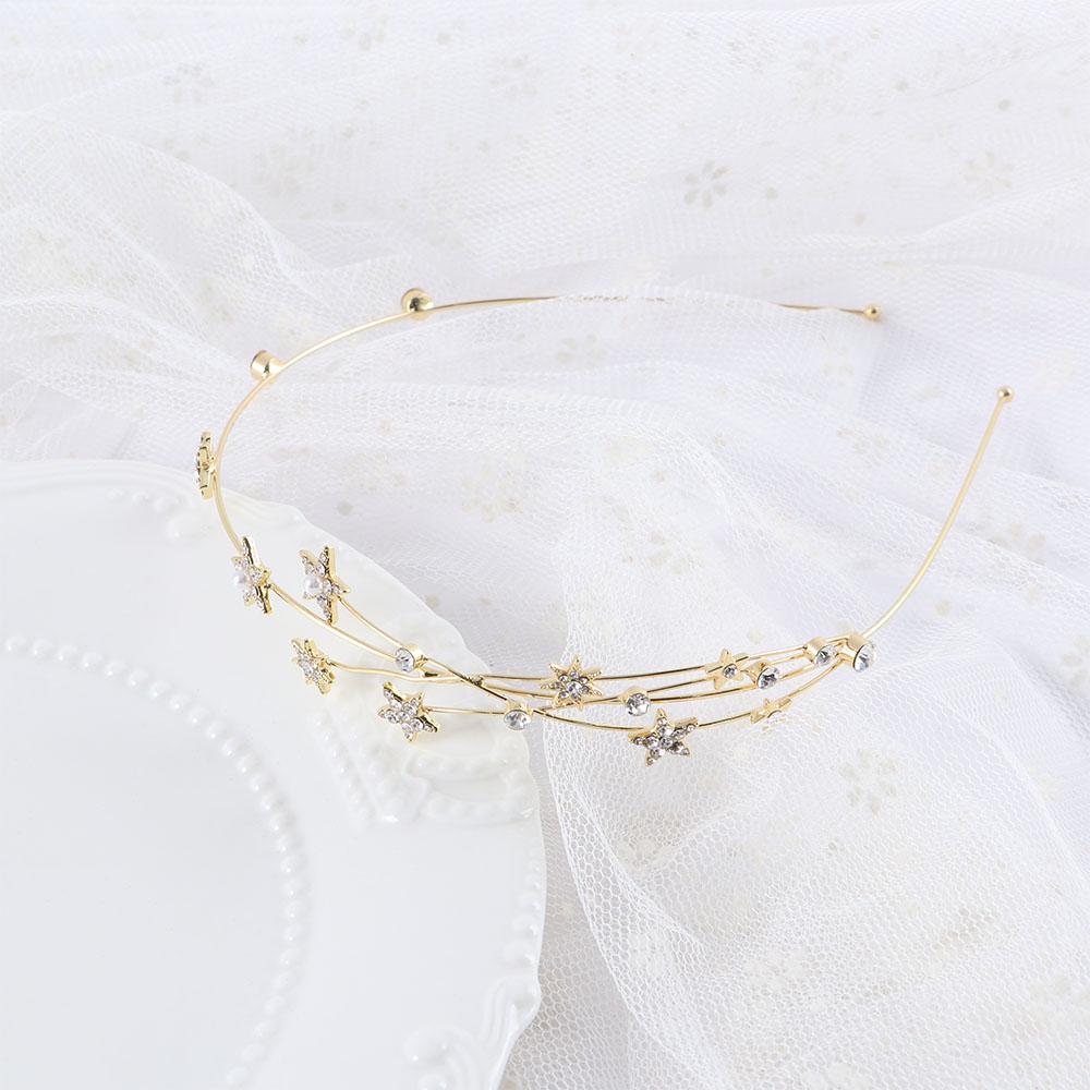 Hair Hoop Women Non-slip Rhinestone Crystal Hairbands Braided Tool Star Headband Hollow Leaves