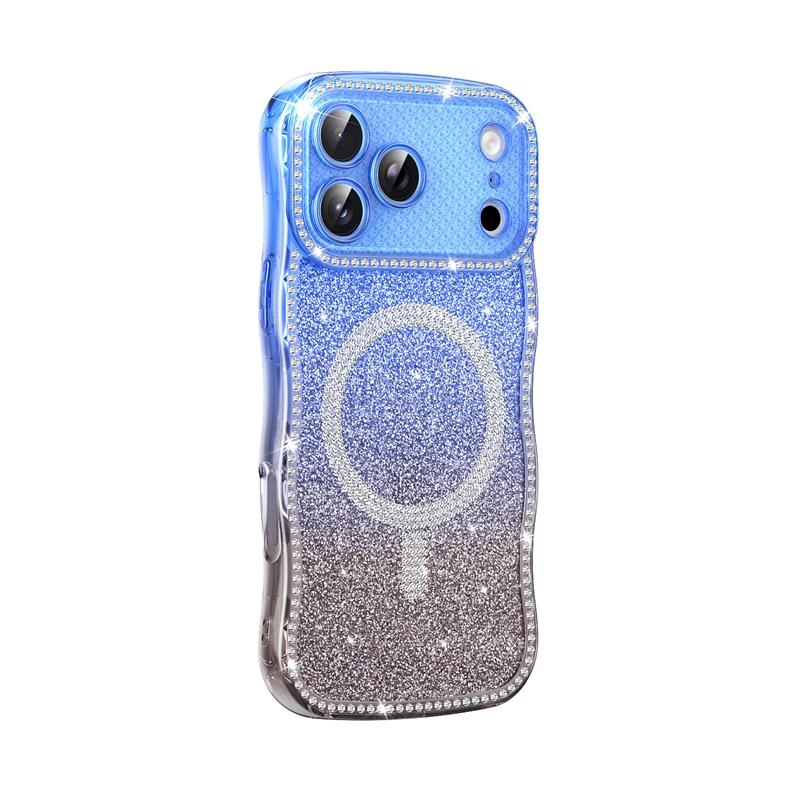 Sparkling Wireless charge case back cover for iPhone 17/17 Air/17 Promax, For iPhone 13/14 Plus/15/16E Bling Bling Phone Case