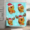 TU Lion Christmas Shower Curtain Cute Holiday Forest Animals Festive Holiday Decor Bathroom Set Waterproof Home Decor Gift