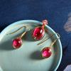 Classic Ethnic Style Natural Carnelian Vintage Pattern Enamel Earrings For Women Long Ancient Gold Crafts Red Earings Jewelry