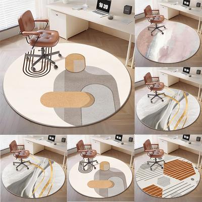 Minimalist Geometric Round Rug for Home Office Decor Modern Abstract Pattern Floor Mat Adding Stylish Workspace Vibe