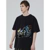 Motorcycle T Shirt Black Blue Motorcycle with Autumn Leaves Print for Casual Wear