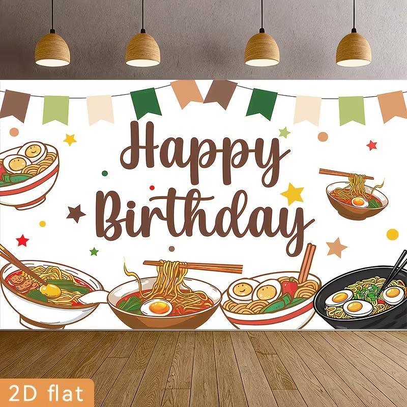 

2D Japanese Ramen Noodle Birthday Backdrop Home Party Celebration Photo Background 47.2x31.5inch/120*80cm