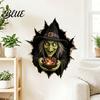 Decorative Decals for Dormitory Halloween Break-in 3D Wall Decals Illusion Effect Spooky Breaking Through Stickers Party Sticker Horror Ghost Witch