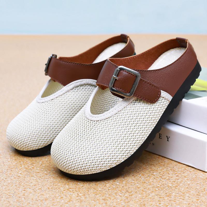 Hausschuhe Damen Oberbekleidung Sommer Fliegenstrick Mesh Halbschlepp Ein-Pedal Damenschuhe Modeschuhe Damen vielseitig