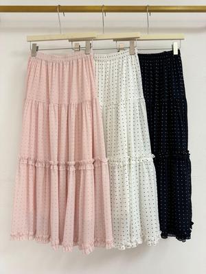 Korean Style Polka Dot Patchwork A-line Midi Skirt: Versatile, Slimming, and Perfect for Women Commuting