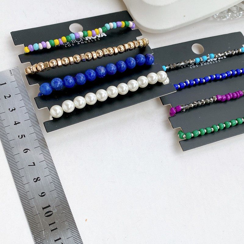 European and American Foreign Trade Jewelry Fashion Bracelets with a High-End Feel, Personalized Simple Elastic Dopamine Pearl Bracelet Set