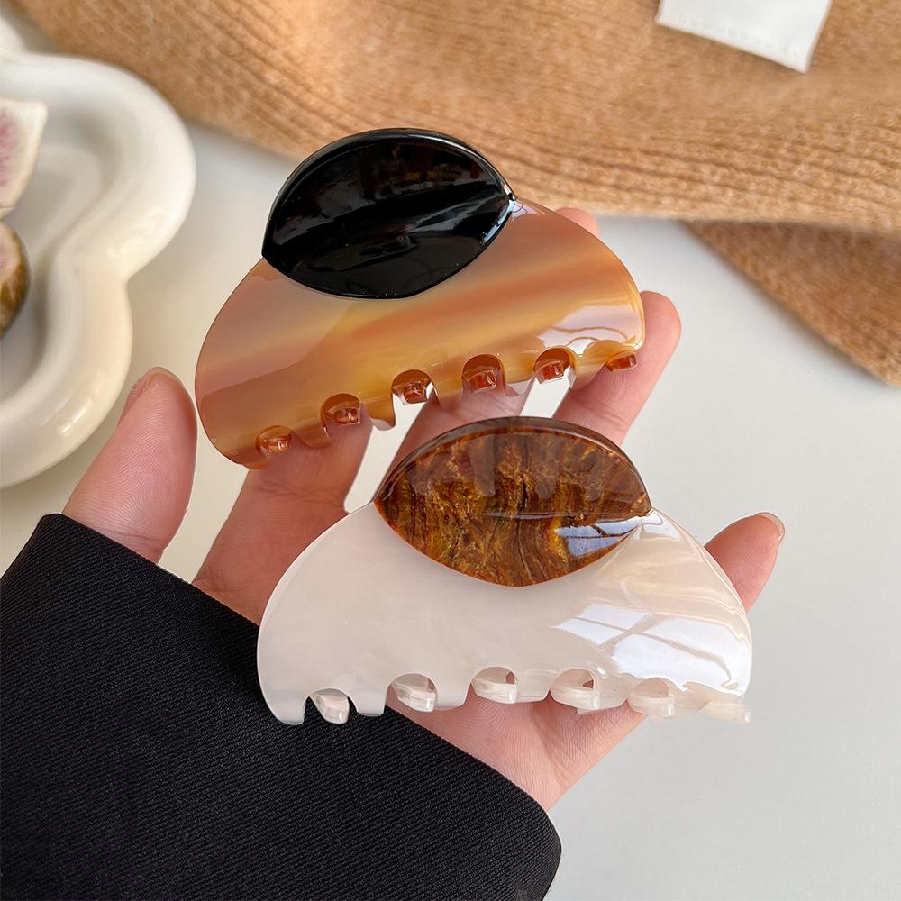 Vintage Spliced Acetic Acid Hair Claw Clip Headwear for Women Korea Elegant Geometric Hairpin Hair Accessories