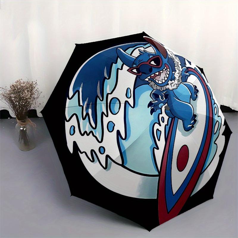 Stitch, surfing Automatic Opening and Closing Umbrella - 8 Ribs Portable Folding Umbrella with Plastic Handle, Suitable for Leisure and Hall