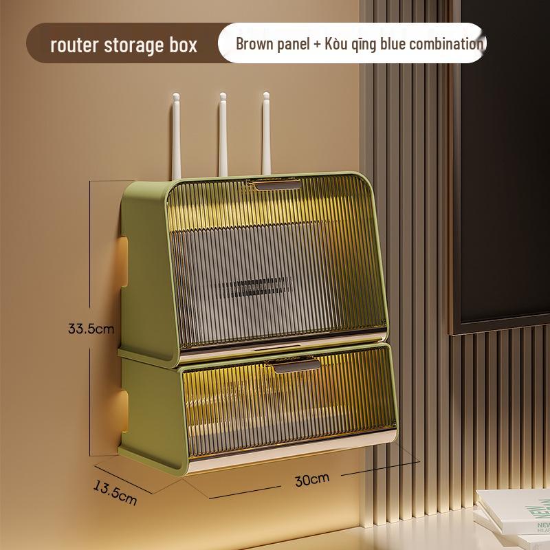 Wall-Mounted Multi-Functional Storage Box for WiFi Router, Power Strip, and Cable Management