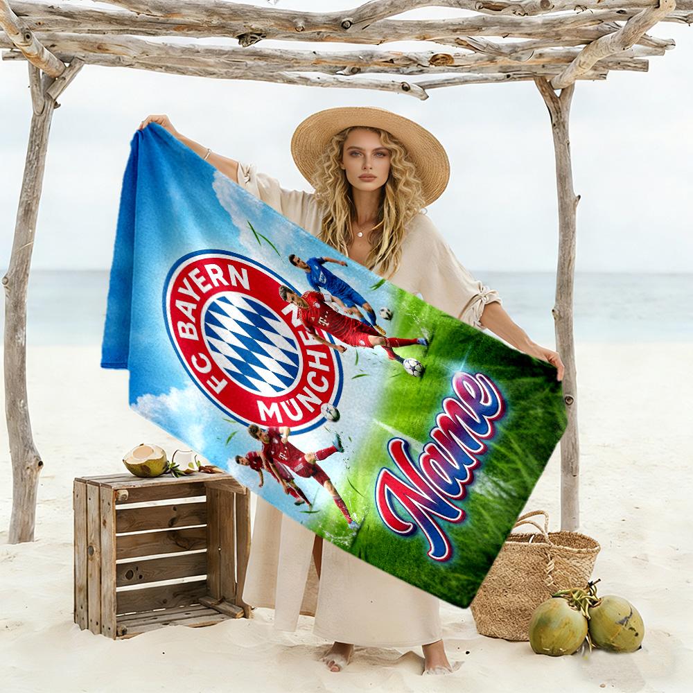 Bayern Munich Soccer Match Customize Your Name Beach Towel High Absorbency & Quick-Dry Perfect for Traveling Yoga Camping and Swimming