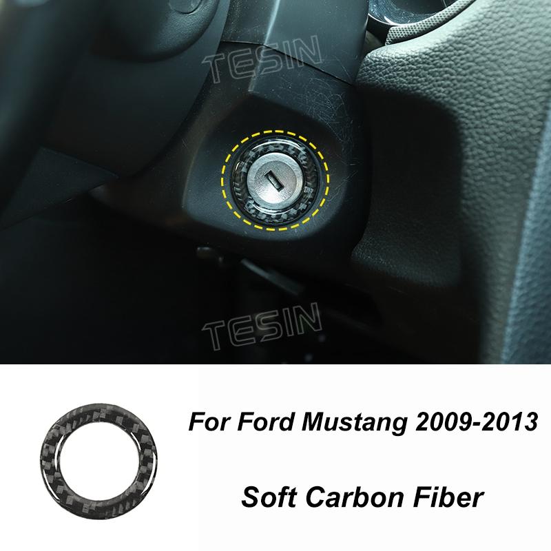 

TESIN автомобиля из углеродного волокна для украшения интерьера, наклейки для Ford Mustang 2009 2010 2011 2012 2013 2014 экстерьер Start switch bezel