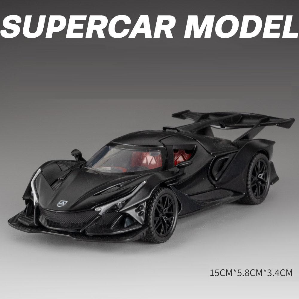 1:32 Scale Apollo IE EVO Toy Model Car Diecast Metal Doors Opened Supercar Sound Light Pull Back Vehicles Boys Collection Gift