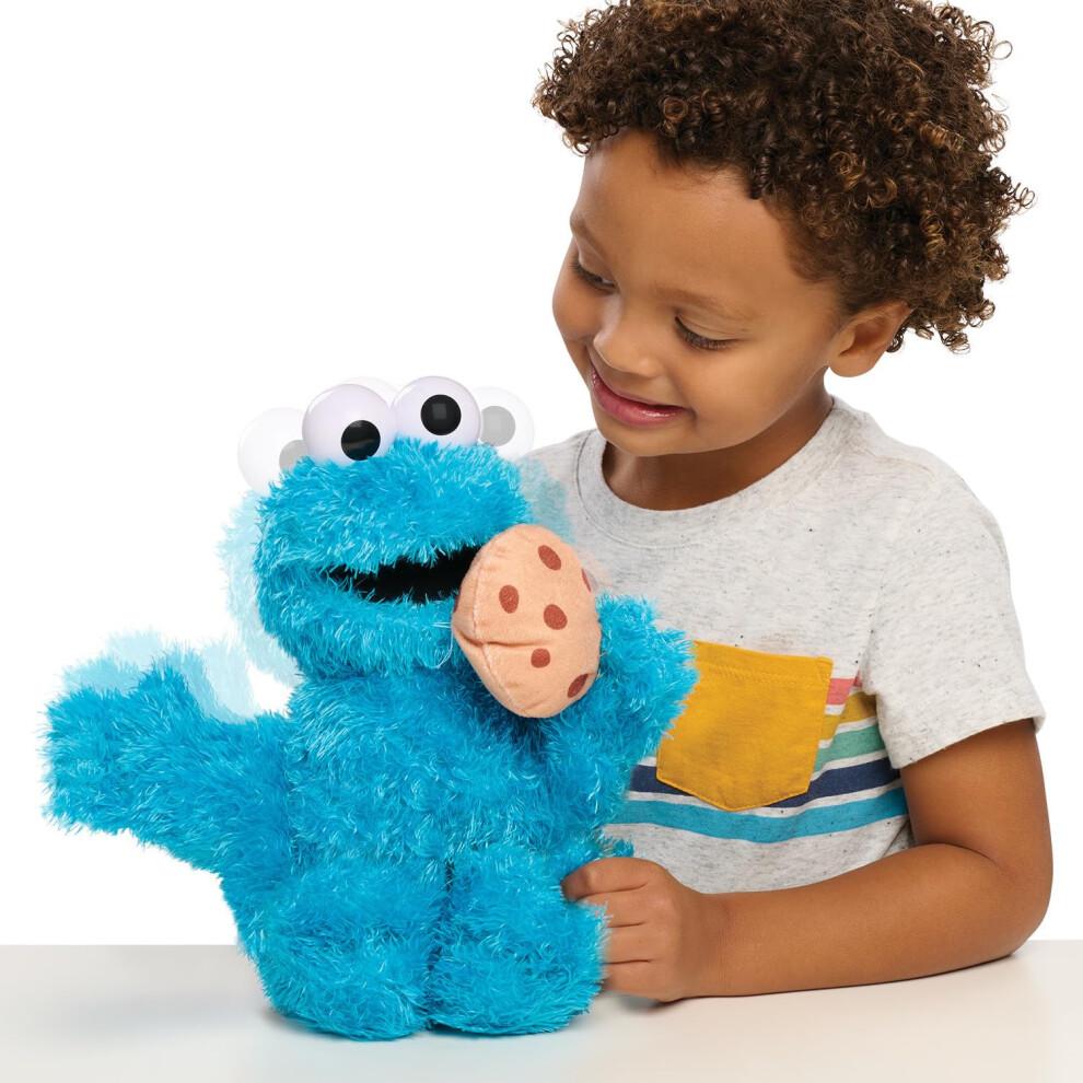 Just Play Sesame Street 13.5-inch Nom Nom Cookie Monster Plush with Sounds and Motion, Blue, Kids Toys for Ages 18 Month