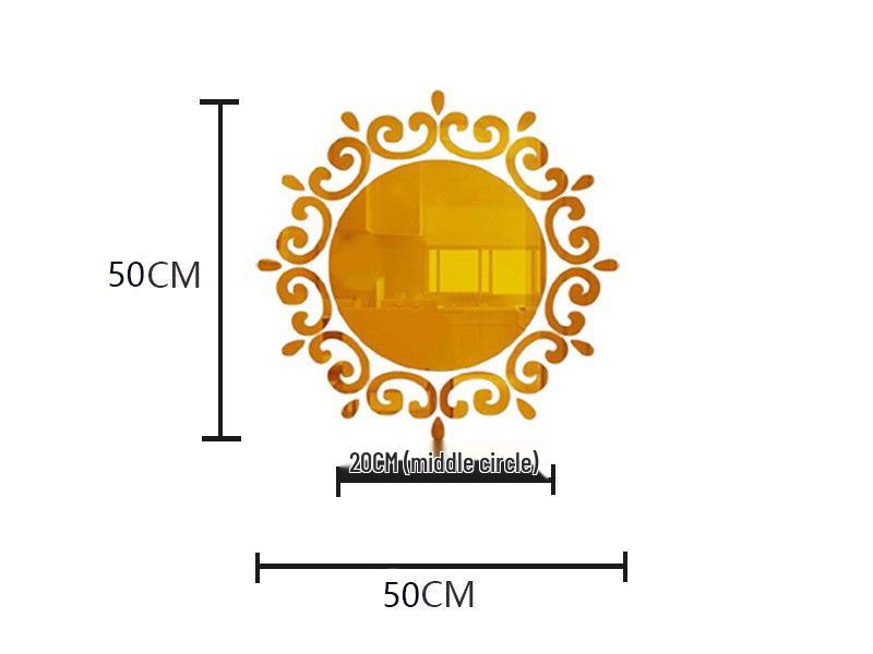 3D Sun-Shaped Acrylic Mirror Wall Sticker - Self-Adhesive Decorative Accent for Bedroom and Living Room