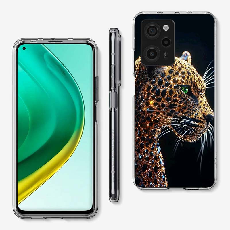 Cheetah and Illusion Diamond Gem Cover Phone Case For Xiaomi Poco M8 M7 M6 M4 M3 X7 X6 X4 Pro F7 Ultra M5S Mi 14 14T 15 15T 12T