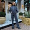 Womens Striped Tracksuit Set Loose Long Sleeve Half-Zip Sweatshirt Drawstring Pants Streetwear