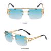 Steampunk Rimless Square Sunglasses Men 2025 Luxury Brand Designer Gold Lion Decoration Sun Glasses for Women Vintage Eyewear