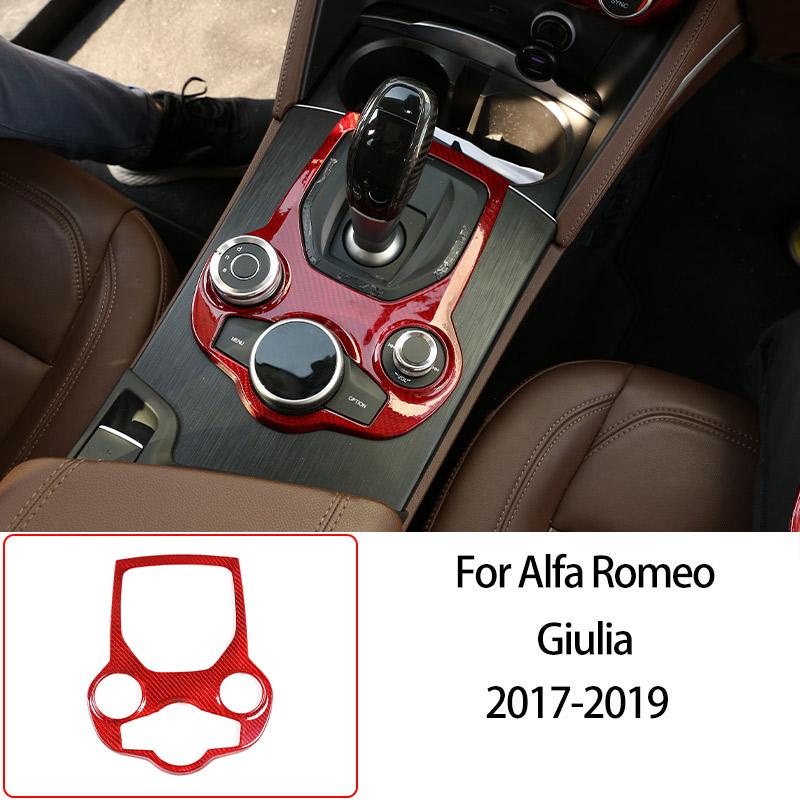 For Alfa Romeo Giulia 2017-2025 Red Real Carbon Fiber Car Interior Trim Sticker Accessories Car Modification