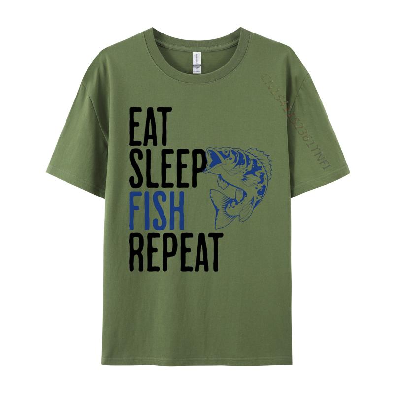 Eat Sleep Fish Repeat Tshirt Fashionable Men Tops T Shirt Rife T Shirts Graphic T Shirts 100 Cotton Black 3XL
